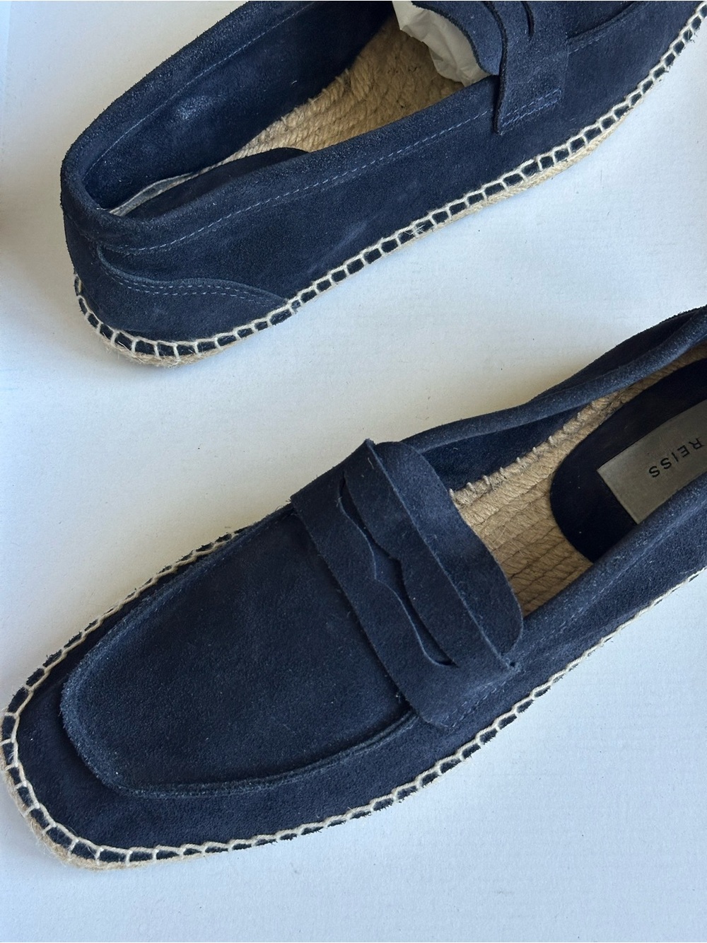 Reiss Cannes Navy Suede Penny Strap Espadrille Loafers EU 44 US 11 - Picture 15 of 16